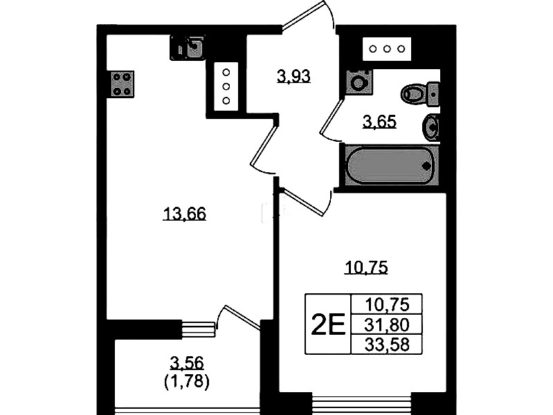 1-комнатная квартира 33.58 м², 10/10 эт., ЖК «UP! Квартал Новый Московский»